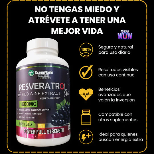 ¡Oferta Exclusiva!💣Resveratrol® ORIGINAL: (DOSIS PARA 1 MES) Recupera tu energía y enfrenta el día con fuerza +ENVIO GRATIS (🚚🎁)